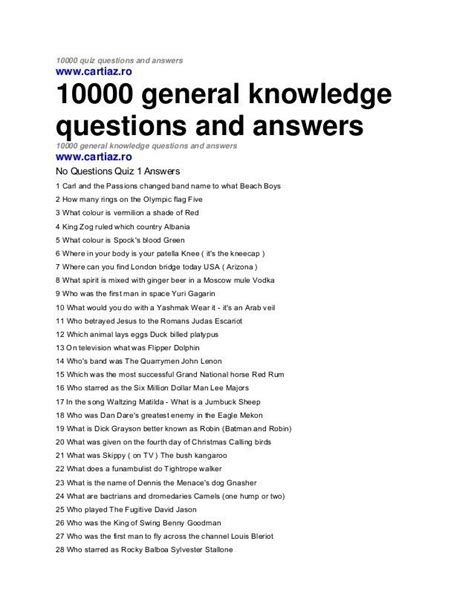 7,968 General Knowledge Trivia Quizzes .